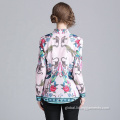 Bubble Sleeve Chiffon Top Custom Women Business Office Loose Printed Geometric Blouses Factory